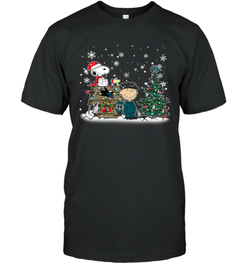 NHL San Jose Sharks Snoopy Charlie Brown Woodstock Christmas Stanley Cup Hockey T Shirt