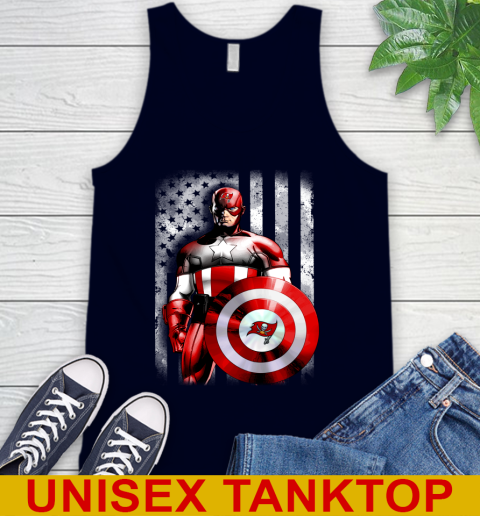 Tampa Bay Buccaneers NFL Football Captain America Marvel Avengers American Flag Shirt Tank Top 2