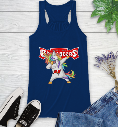 Tampa Bay Buccaneers NFL Football Funny Unicorn Dabbing Sports Racerback Tank 9