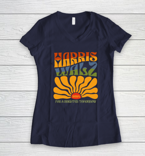 Harris Waltz For A Brighter Tomorrow Boho Aesthetic Women's V-Neck T-Shirt 7