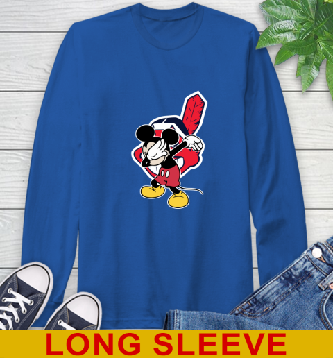 Cleveland Indians MLB Baseball Dabbing Mickey Disney Sports Long Sleeve T-Shirt 9