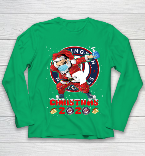 Washington Nationals Funny Santa Claus Dabbing Christmas 2020 MLB Youth Long Sleeve 4