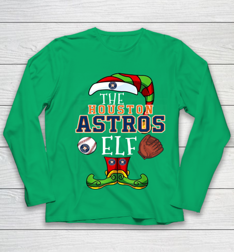 Houston Astros Christmas ELF Funny MLB Youth Long Sleeve 4