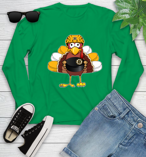 Boston Bruins Turkey Thanksgiving Day Youth Long Sleeve 6