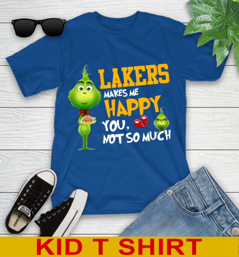 NBA Los Angeles Lakers Makes Me Happy You Not So Much Grinch Basketball Sports Youth T-Shirt 10