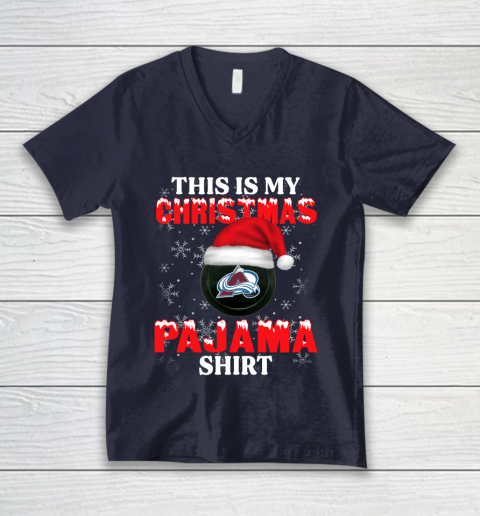 Colorado Avalanche This Is My Christmas Pajama Shirt NHL V-Neck T-Shirt 2