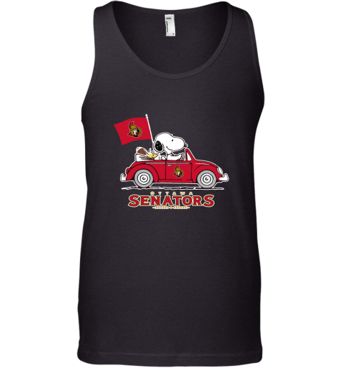 Snoopy And Woodstock Ride The Ottawa Senators Car NHL Tank Top