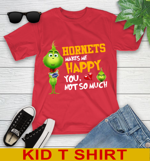 NBA Charlotte Hornets Makes Me Happy You Not So Much Grinch Basketball Sports Youth T-Shirt 11
