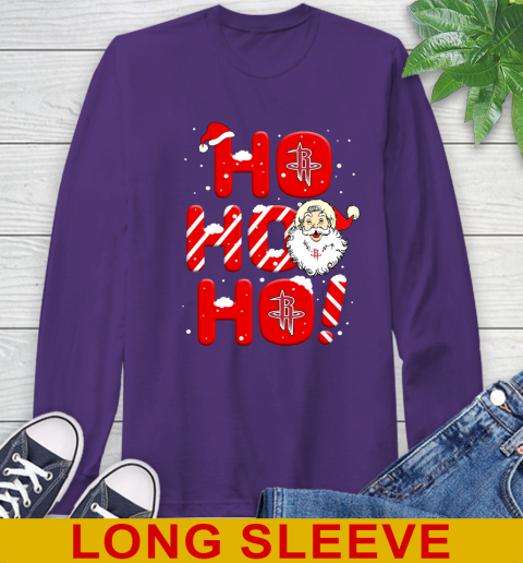 Houston Rockets NBA Basketball Ho Ho Ho Santa Claus Merry Christmas Shirt Long Sleeve T-Shirt 5