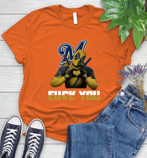 MLB Milwaukee Brewers Deadpool Love You Fuck You Baseball Sports Women's T-Shirt 3
