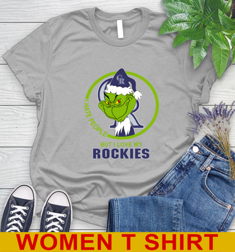 Colorado Rockies MLB Christmas Grinch I Hate People But I Love My Favorite Baseball Team Women's T-Shirt 5