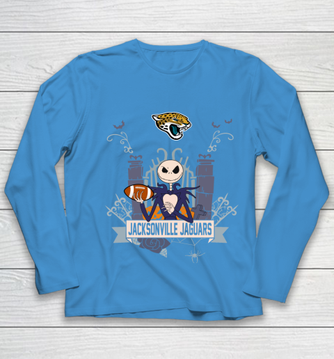NFL Jacksonville Jaguars Football Jack Skellington Halloween Youth Long Sleeve 5