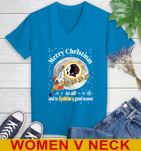 Washington Redskins Merry Christmas To All And To Redskins A Good Season NFL Football Sports Women's V-Neck T-Shirt 7
