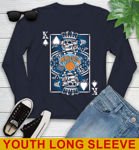 New York Knicks NBA Basketball The King Of Spades Death Cards Shirt Youth Long Sleeve 2