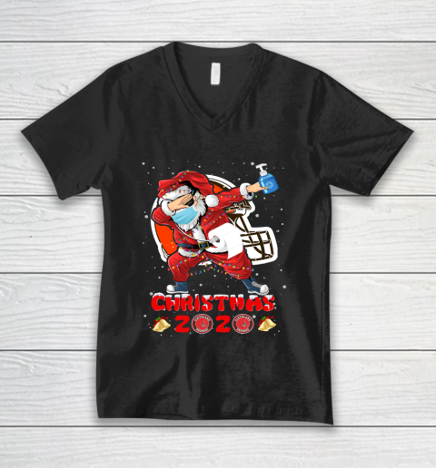 Cleveland Browns Funny Santa Claus Dabbing Christmas 2020 NFL V-Neck T-Shirt