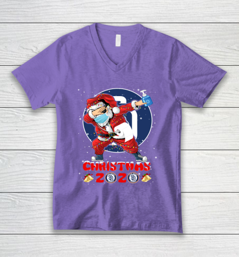 San Diego Padres Funny Santa Claus Dabbing Christmas 2020 MLB V-Neck T-Shirt 8