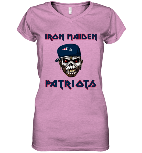 NFL New England Patriots Iron Maiden Rock Band Music Football Sports rkJy2L6r8u9 women v neck t shirt 39 95 151514 front heather radiant orchid