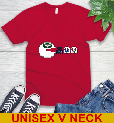 New York Jets NFL Football Pac Man Champion V-Neck T-Shirt 7