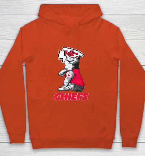 NFL Football My Cat Loves Kansas City Chiefs Youth Hoodie 3