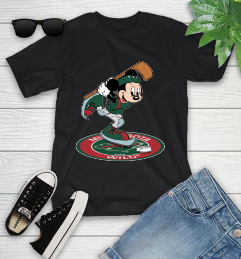 NHL Hockey Minnesota Wild Cheerful Mickey Disney Shirt Youth T-Shirt