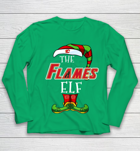 Calgary Flames Christmas ELF Funny NHL Youth Long Sleeve 4