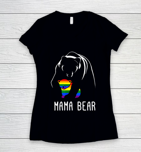 Mama bear Lesbian T Shirt Funny Lesbian Tee For Gay Pride Women's V-Neck T-Shirt