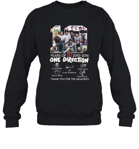 10 Years Of 1D 2010 2016 One Direction Thank You For The Memories Signatures Sweatshirt