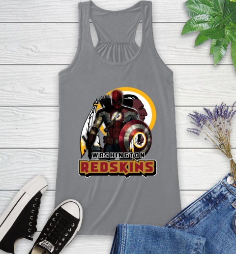 NFL Captain America Thor Spider Man Hawkeye Avengers Endgame Football Washington Redskins Racerback Tank 5
