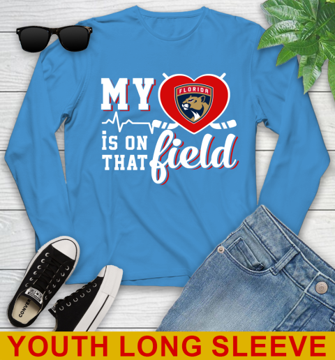 NHL My Heart Is On That Field Hockey Sports Florida Panthers Youth Long Sleeve 8