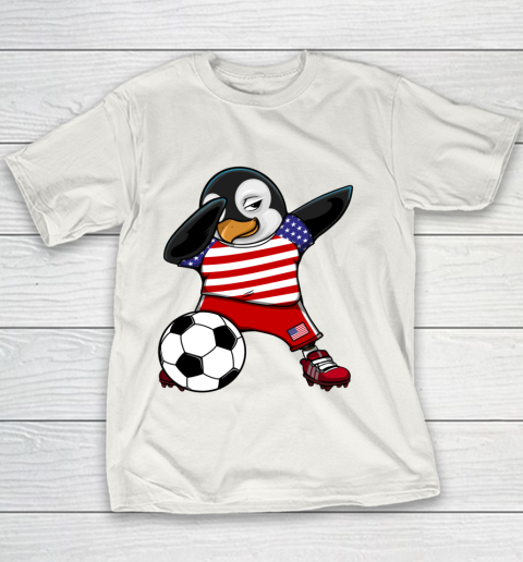 Dabbing Penguin America Soccer Fans Jersey Football Lover Youth T-Shirt