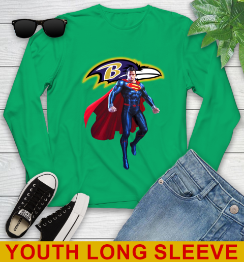 NFL Superman DC Sports Football Baltimore Ravens Youth Long Sleeve 7