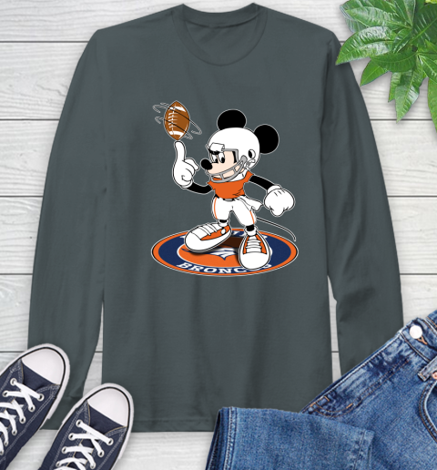 NFL Football Denver Broncos Cheerful Mickey Disney Shirt Long Sleeve T-Shirt 7
