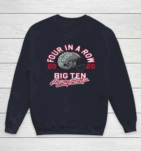 OSU 2020 Big Ten Champions 2020 Four In A Row Youth Sweatshirt 2