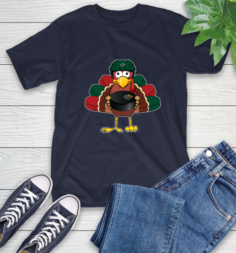 Minnesota Wild Turkey Thanksgiving Day T-Shirt 4