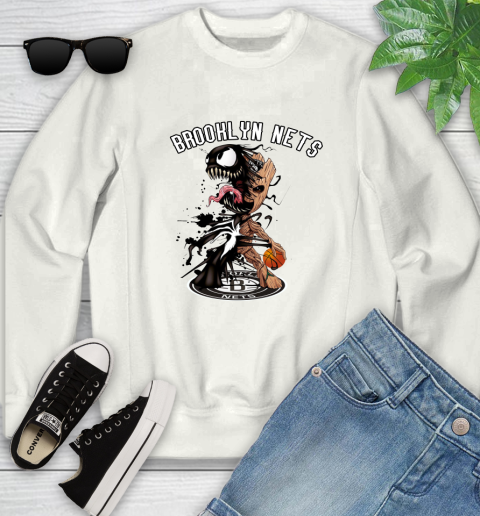 NBA Brooklyn Nets Basketball Venom Groot Guardians Of The Galaxy Youth Sweatshirt