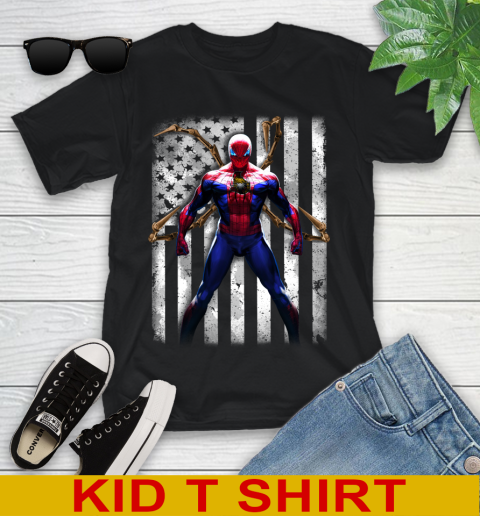 NHL Hockey Ottawa Senators Spider Man Avengers Marvel American Flag Shirt Youth T-Shirt