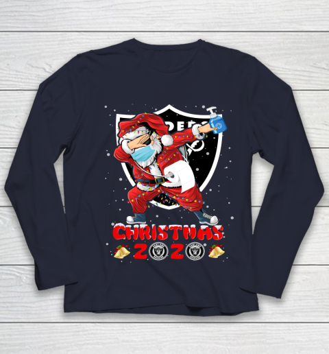 Oakland Raiders Funny Santa Claus Dabbing Christmas 2020 NFL Youth Long Sleeve 2