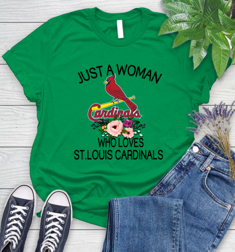 MLB Just A Woman Who Loves St.Louis Cardinals Baseball Sports Women's T-Shirt 4