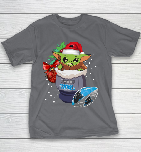 Carolina Panthers Christmas Baby Yoda Star Wars Funny Happy NFL Youth T-Shirt 7