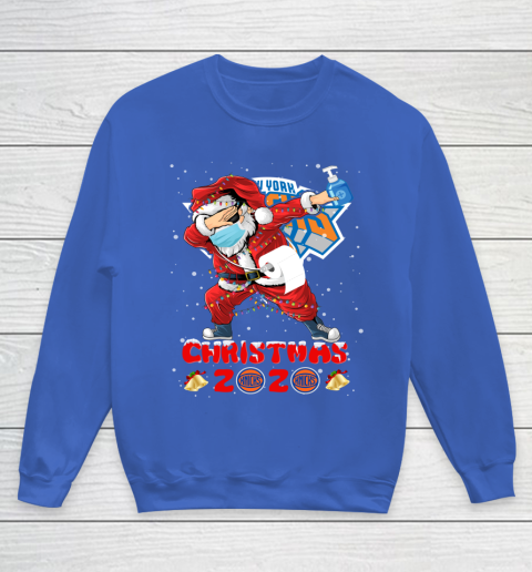New York Knicks Funny Santa Claus Dabbing Christmas 2020 NBA Youth Sweatshirt 6