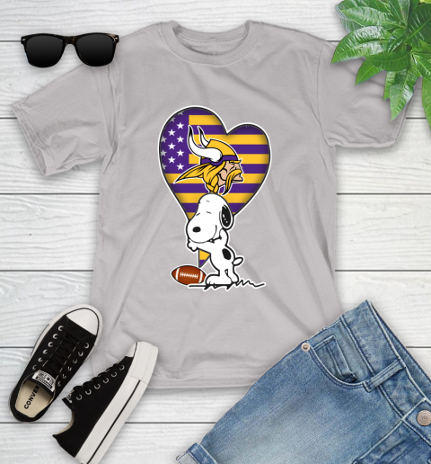 Minnesota Vikings NFL Football The Peanuts Movie Adorable Snoopy Youth T-Shirt 12