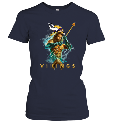 NFL Minnesota Vikings Aquaman DC Football Sports 9MNGE4KwN9r ladies t shirt 20 95 151514 front navy