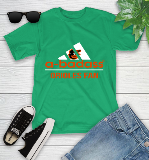 MLB A Badass Baltimore Orioles Fan Adidas Baseball Sports Youth T-Shirt 8