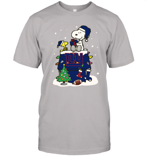 A Happy Christmas With New York Giants Snoopy Unisex Jersey Tee