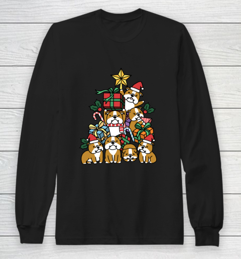 Christmas Tree English Bulldog Dog Long Sleeve T-Shirt