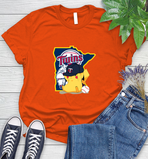 MLB Pikachu Baseball Sports Minnesota Twins Women's T-Shirt 4
