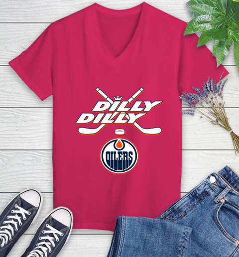 NHL Edmonton Oilers Dilly Dilly Hockey Sports Women's V-Neck T-Shirt 9