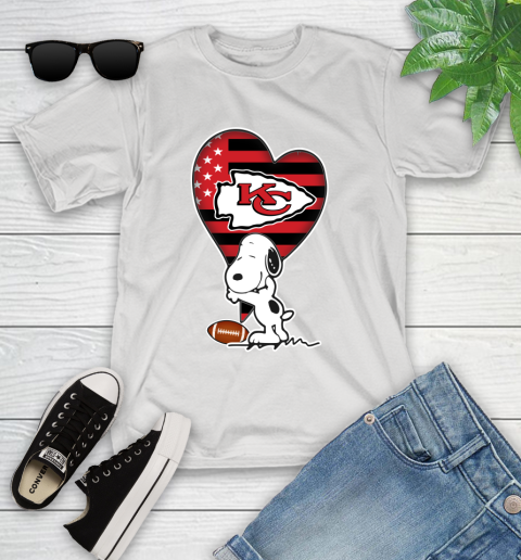 Kansas City Chiefs NFL Football The Peanuts Movie Adorable Snoopy Youth T-Shirt