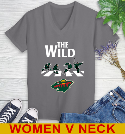 NHL Hockey Minnesota Wild The Beatles Rock Band Shirt Women's V-Neck T-Shirt 11