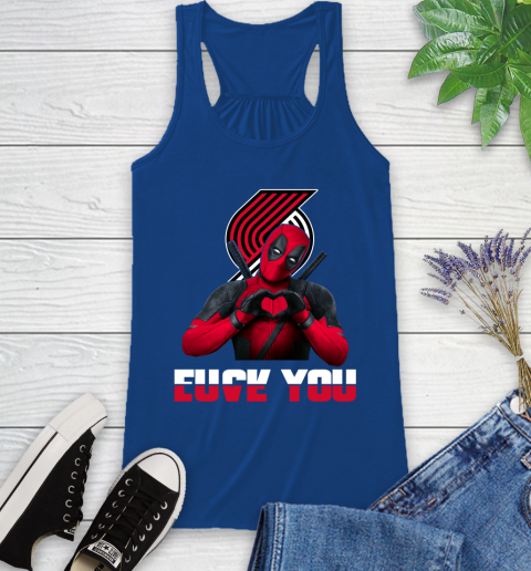 NBA Portland Trail Blazers Deadpool Love You Fuck You Basketball Sports Racerback Tank 8